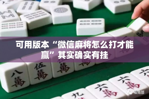 可用版本“微信麻将怎么打才能赢”其实确实有挂