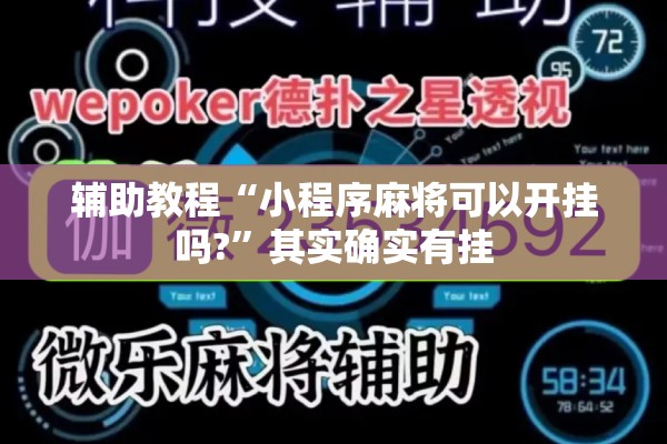 辅助教程“小程序麻将可以开挂吗?”其实确实有挂