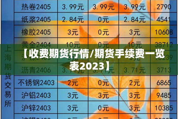 【收费期货行情/期货手续费一览表2023】