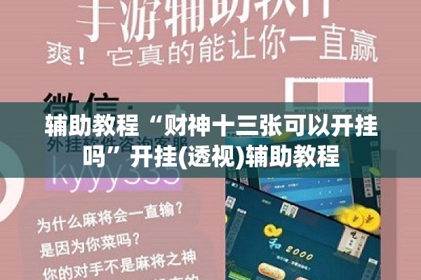 辅助教程“财神十三张可以开挂吗”开挂(透视)辅助教程