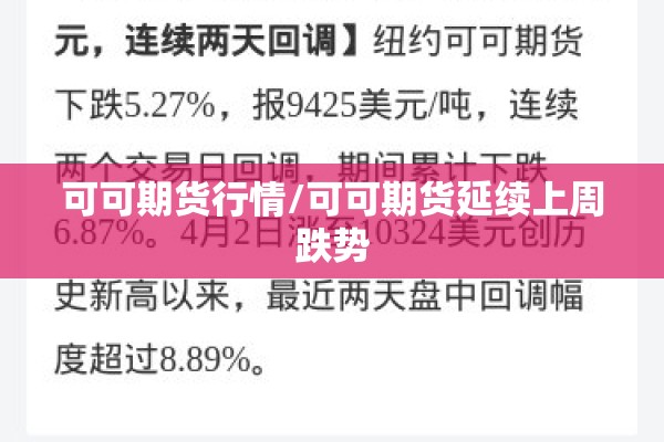 可可期货行情/可可期货延续上周跌势 可可期货行情/可可期货延续上周跌势