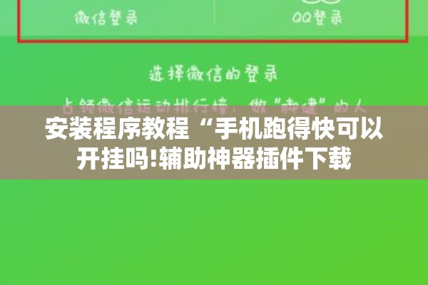 安装程序教程“手机跑得快可以开挂吗!辅助神器插件下载