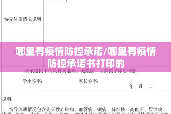 哪里有疫情防控承诺/哪里有疫情防控承诺书打印的