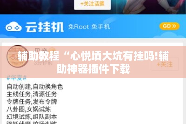 辅助教程“心悦填大坑有挂吗!辅助神器插件下载