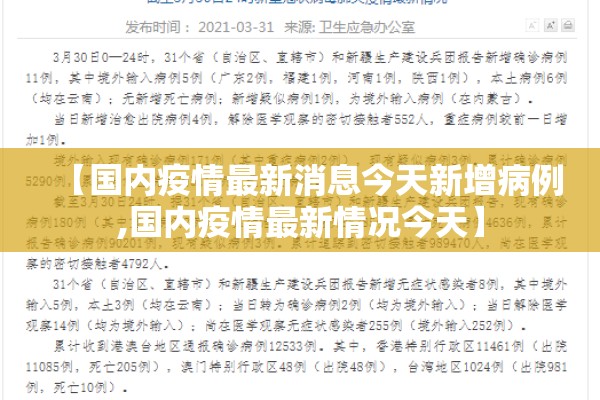 【国内疫情最新消息今天新增病例,国内疫情最新情况今天】