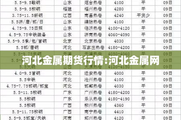 河北金属期货行情:河北金属网