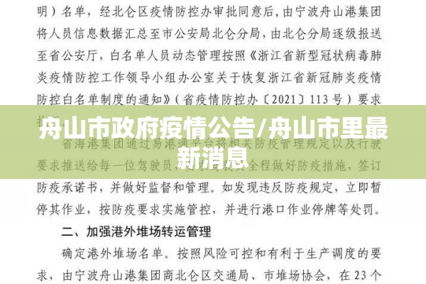 舟山市政府疫情公告/舟山市里最新消息