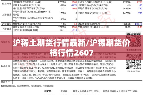 沪稀土期货行情最新/沪锡期货价格行情2607 沪稀土期货行情最新/沪锡期货价格行情2607