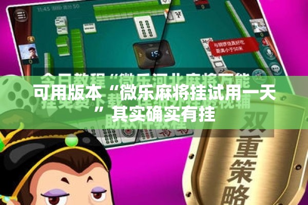 可用版本“微乐麻将挂试用一天”其实确实有挂