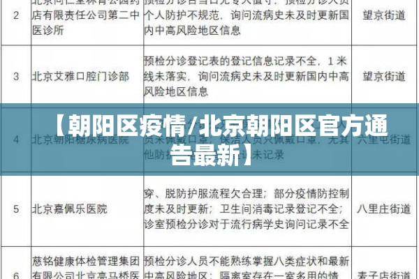 【朝阳区疫情/北京朝阳区官方通告最新】