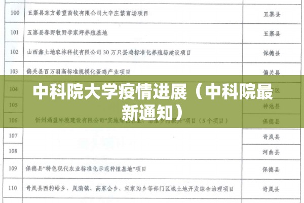 中科院大学疫情进展（中科院最新通知）