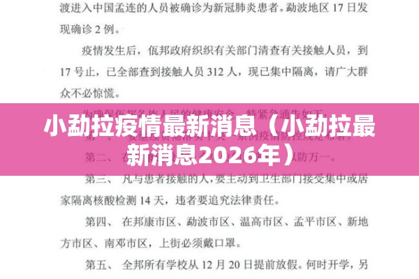 小勐拉疫情最新消息(小勐拉最新消息2026年) 小勐拉疫情最新消息(小勐拉最新消息2026年)