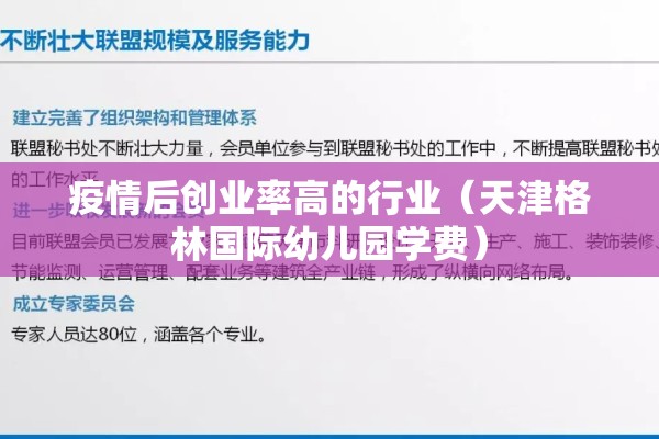 疫情后创业率高的行业（天津格林国际幼儿园学费）