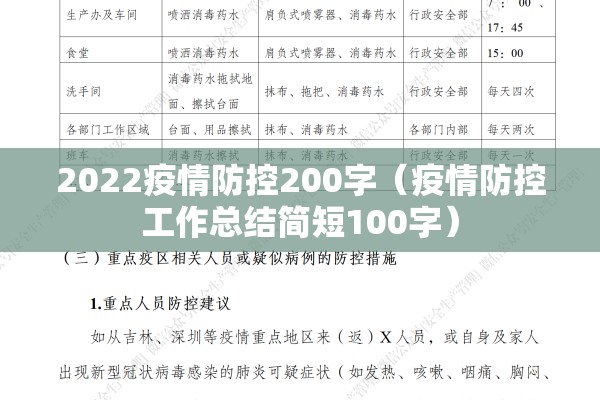 2022疫情防控200字(疫情防控工作总结简短100字) 2022疫情防控200字(疫情防控工作总结简短100字)