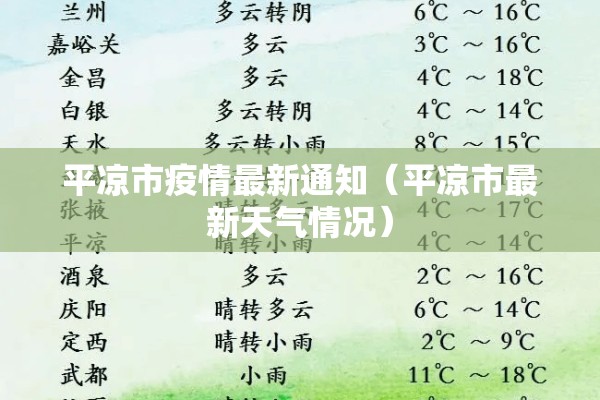 平凉市疫情最新通知（平凉市最新天气情况）