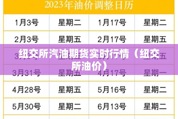 纽交所汽油期货实时行情（纽交所油价）