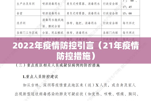 2022年疫情防控引言（21年疫情防控措施）