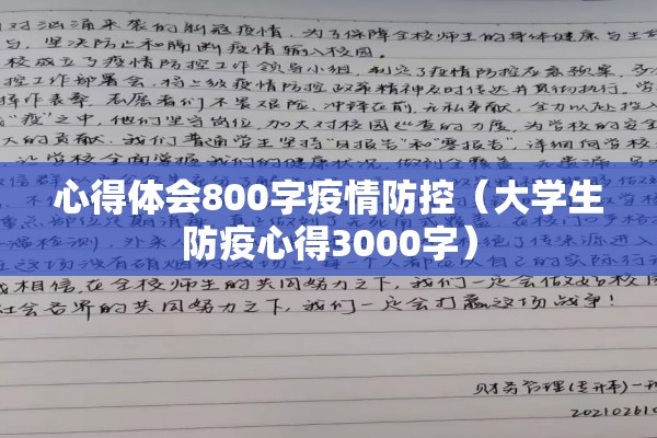 心得体会800字疫情防控（大学生防疫心得3000字）