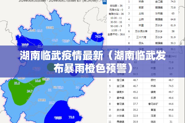 湖南临武疫情最新（湖南临武发布暴雨橙色预警）