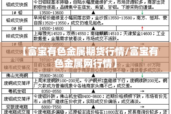 【富宝有色金属期货行情/富宝有色金属网行情】 【富宝有色金属期货行情/富宝有色金属网行情】