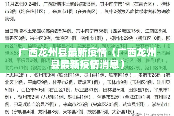 广西龙州县最新疫情（广西龙州县最新疫情消息）