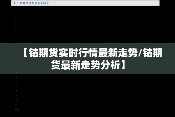 【钴期货实时行情最新走势/钴期货最新走势分析】 【钴期货实时行情最新走势/钴期货最新走势分析】