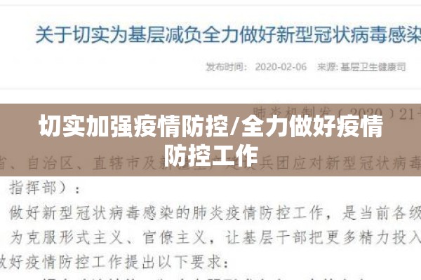切实加强疫情防控/全力做好疫情防控工作