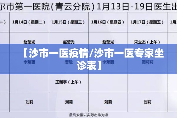 【沙市一医疫情/沙市一医专家坐诊表】 【沙市一医疫情/沙市一医专家坐诊表】