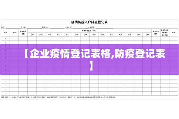 【企业疫情登记表格,防疫登记表】 【企业疫情登记表格,防疫登记表】